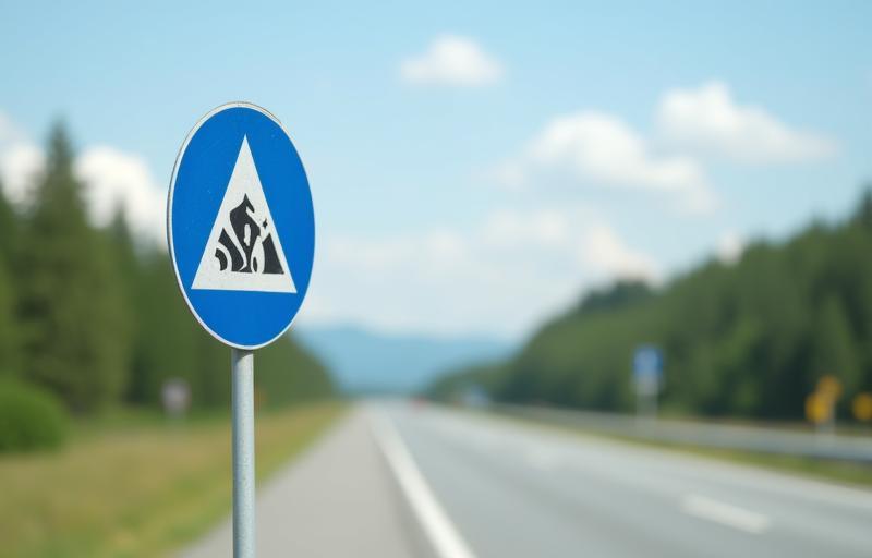 Image of a road sign indicating vignette control or requirement.